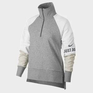 Nike Dri-FIT Colorblock Half-Zip Sweatshirt Size Small, Grey/White/Beige